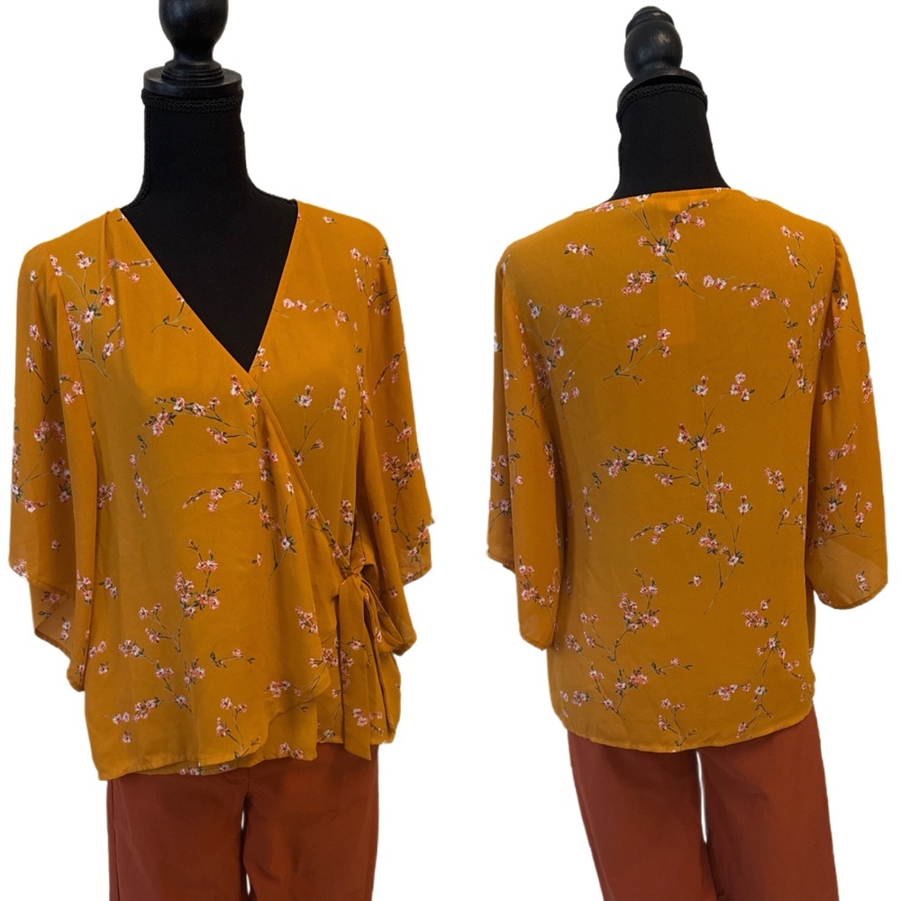 Express Mustard Floral Blouse